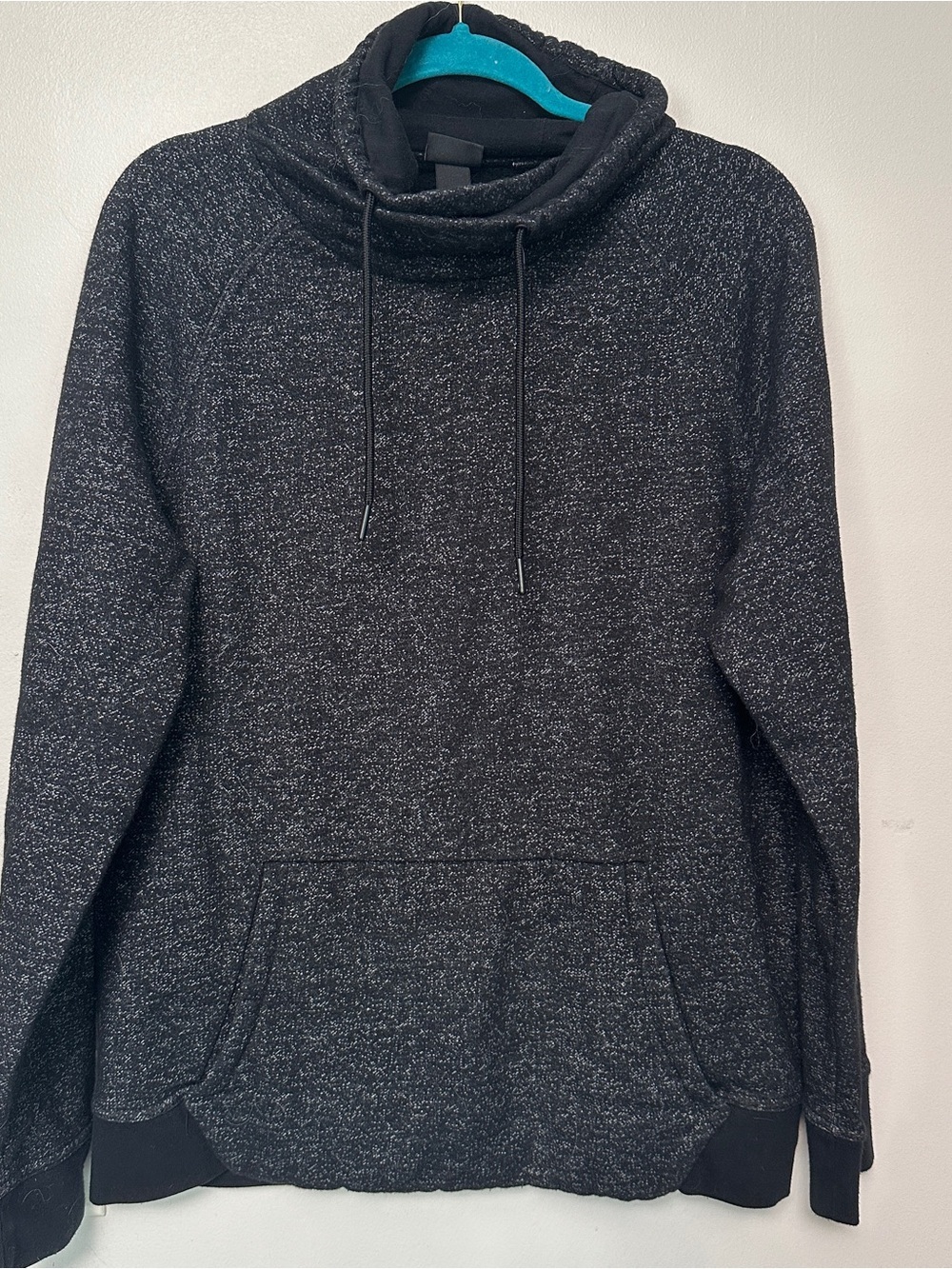 H&M Black Marled Funnel Neck Hoodie